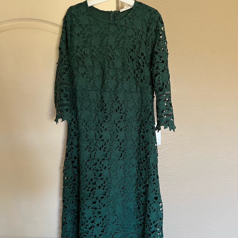 Emerald green lace dress